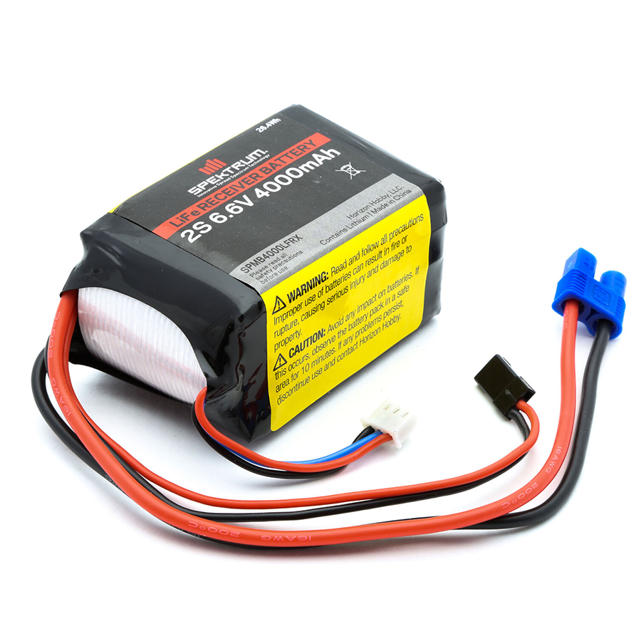 2 Cell 4000mAh 6.6V 15C Smart LiFe Rx Pack w/IC3 & Servo Connector