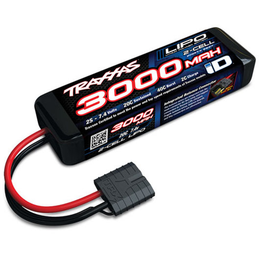 2 Cell 3000mAh 7.4V 20C LiPo iD® Battery: 2827X