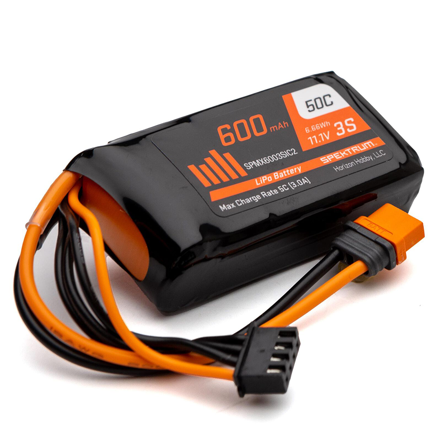 3 Cell 600mAh 11.1V 50C LiPo, IC2