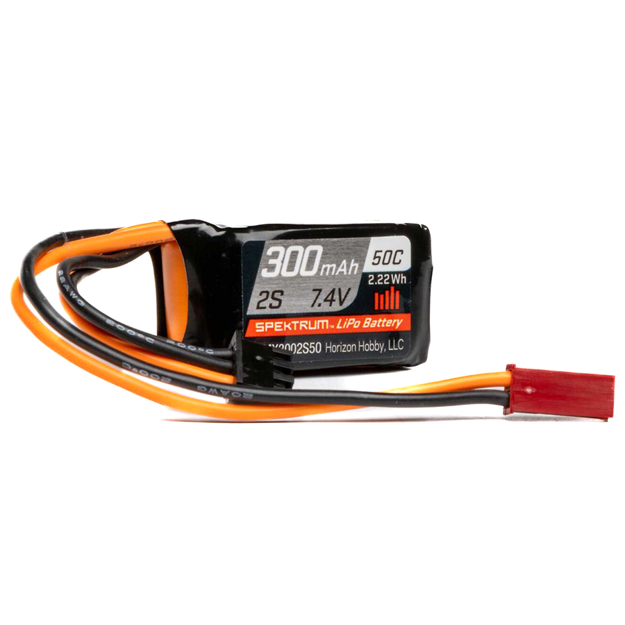 2 Cell 300mAh 7.4V 50C LiPo: JST