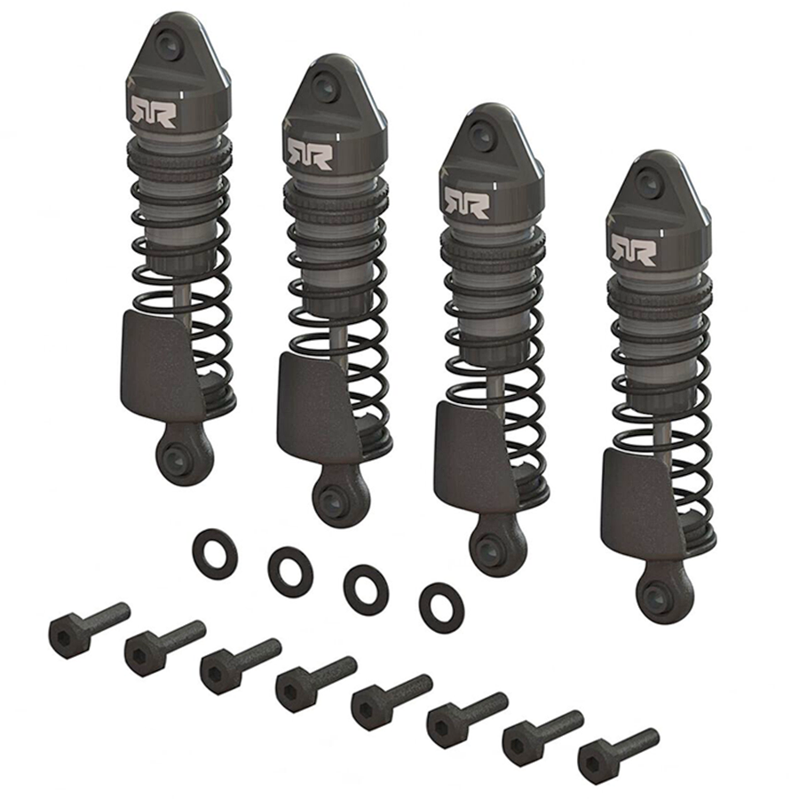 Aluminum Shock Set, 58mm Length, 2000cSt Oil (Gun Metal) (4pcs) - GROM