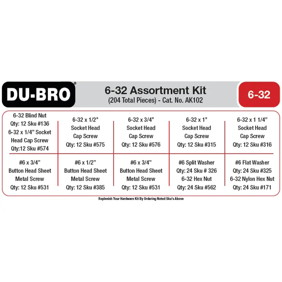 6-32 Hardware Assortment Kit (204 pcs set)