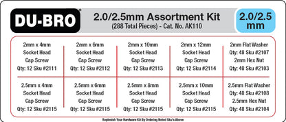 2.0 / 2.5mm Hardware Assortment Kit (288 pcs set)