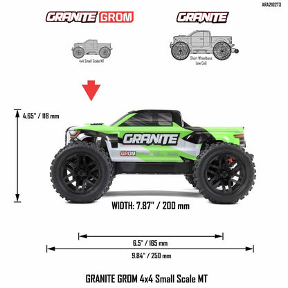 1/18 GRANITE GROM 4x4 SMART Small Scale MT Green  (Includes battery and charger)