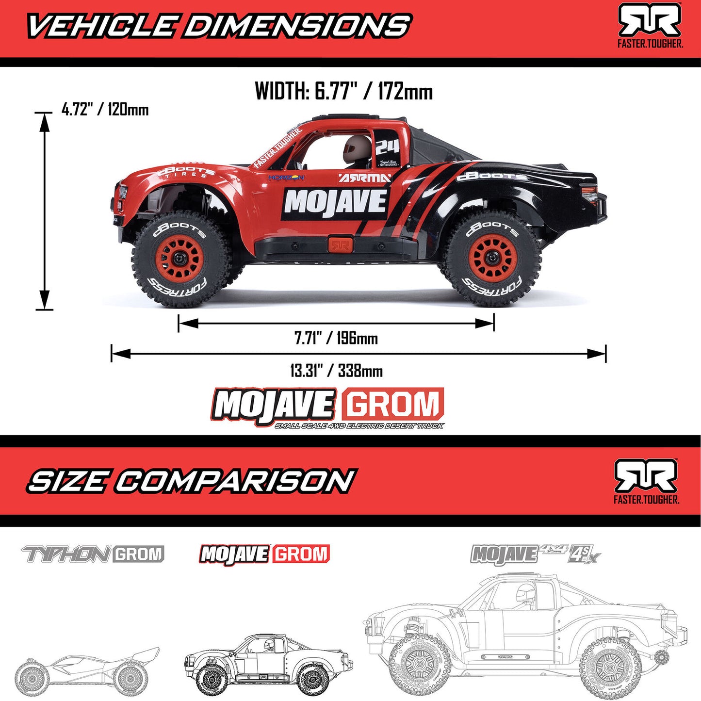 1/12 Mojave GROM Small Scale 4x4 DT RTR (Includes battery and charger) Red/Black