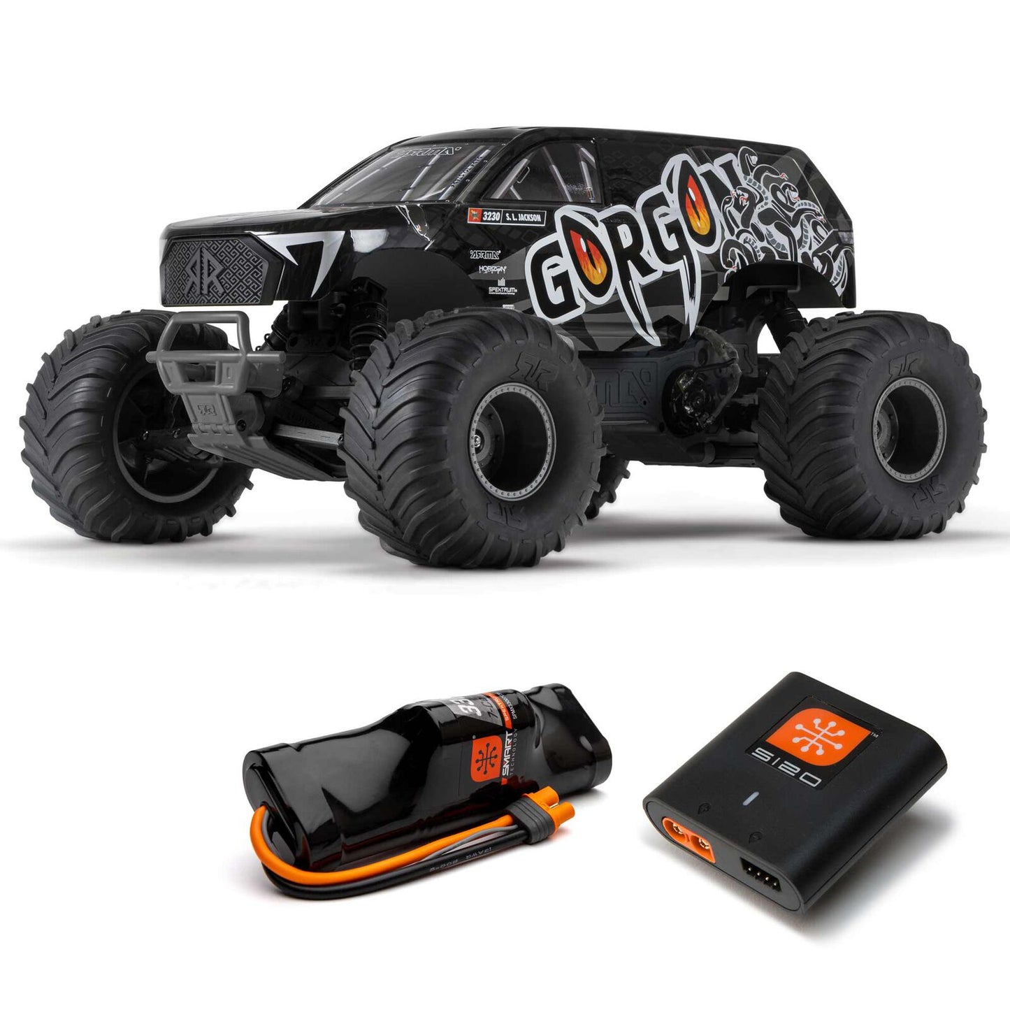 1/10 GORGON 4X2 Monster Truck Kit (includes battery and charger): Black