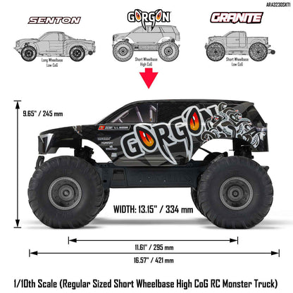 1/10 GORGON 4X2 Monster Truck Kit (includes battery and charger): Black