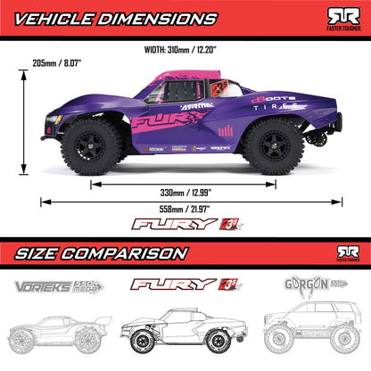 1/10 FURY 2wd 223S BLX Brushless RTR: Purple