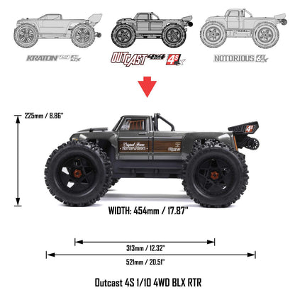 1/10 Outcast 4x4 4S BLX  Stunt truck (Requires battery & charger): GunMetal