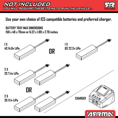 1/8 Kraton 6S, 4WD, BLX (Requires battery & charger): (Blue/Orange)