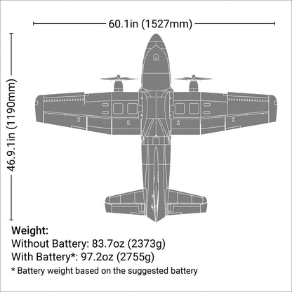 EC-1500 Twin 1.5m BNF Basic w/AS3X and SAFE Select