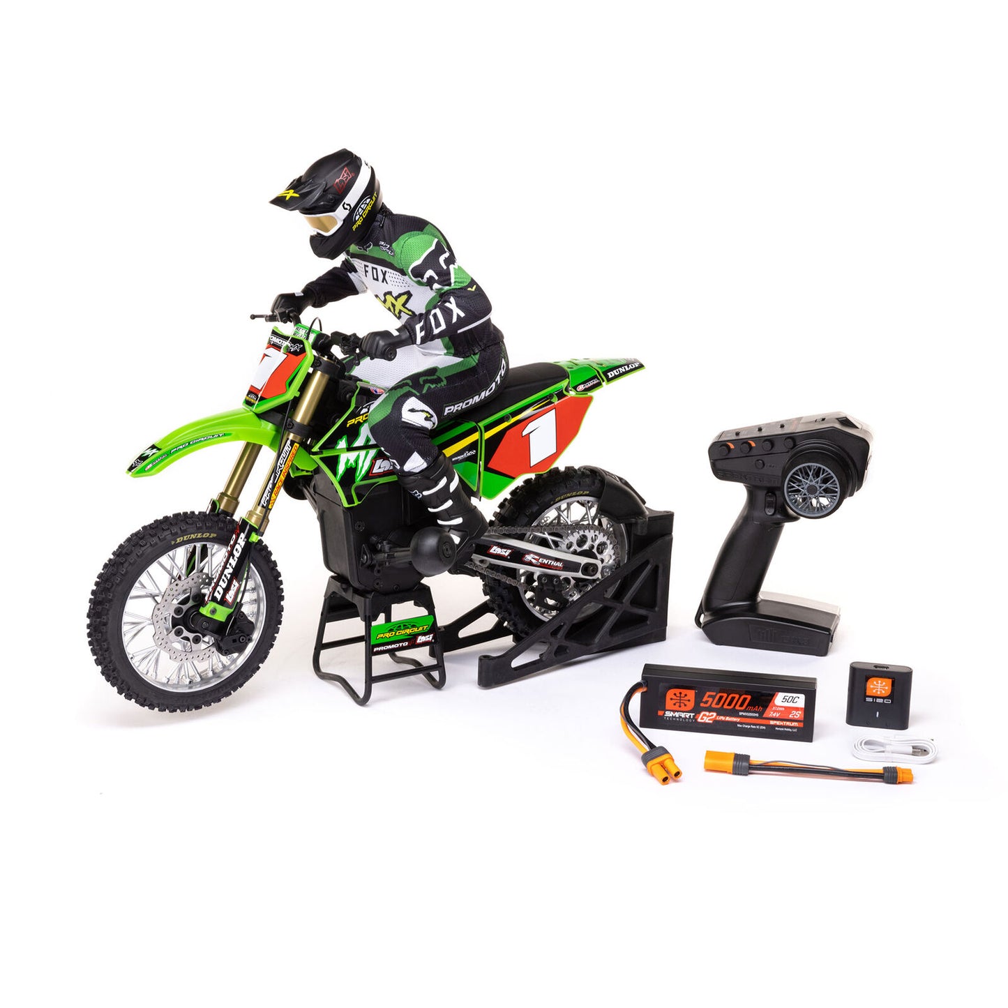 1/4 Promoto-MX Motorcycle RTR Combo, Pro Circuit: Green