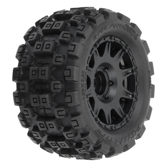 Badlands MX 1.85" All-Terrain (4) Mounted Raid Black 12mm Hex Wheels for Granite GROM