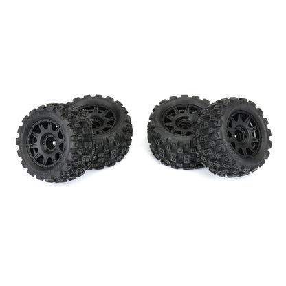 Badlands MX 1.85" All-Terrain (4) Mounted Raid Black 12mm Hex Wheels for Granite GROM