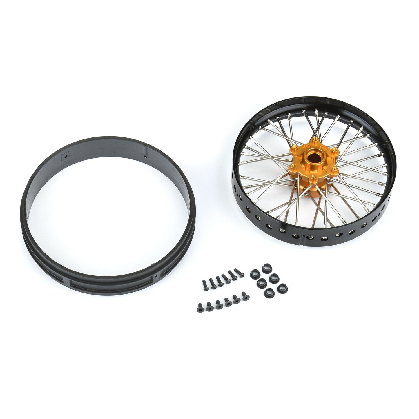 1/4 Pro-Spec Aluminum V2 Bead Front Wheel, Assembled, Black/Gold: Promoto-MX