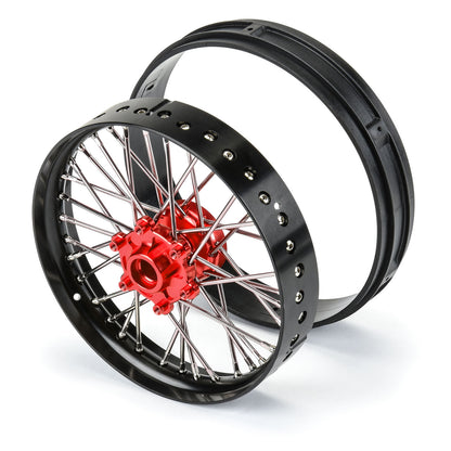 1/4 Pro-Spec Aluminum V2 Bead Front Wheel, Assembled, Black/Red: Promoto-MX