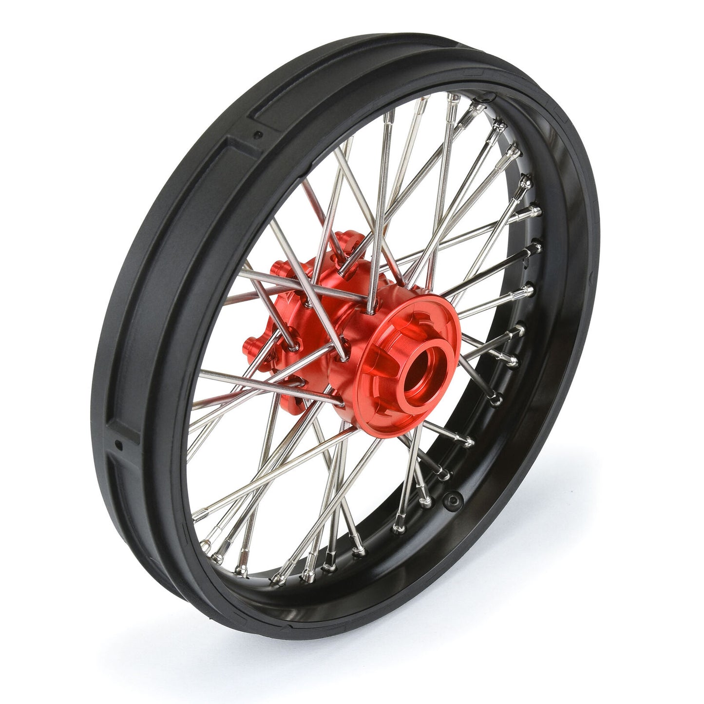 1/4 Pro-Spec Aluminum V2 Bead Front Wheel, Assembled, Black/Red: Promoto-MX