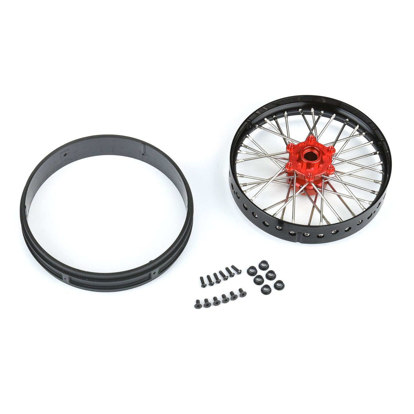 1/4 Pro-Spec Aluminum V2 Bead Front Wheel, Assembled, Black/Red: Promoto-MX