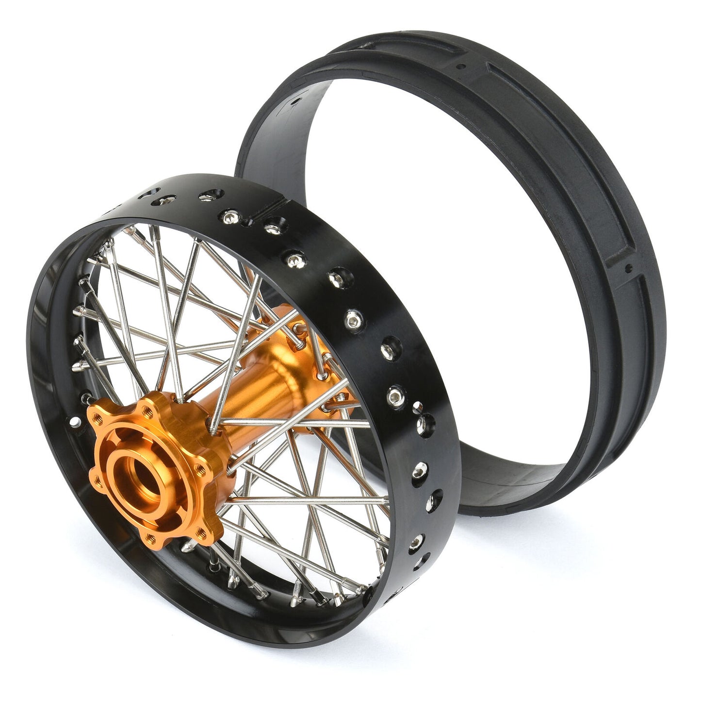 1/4 Pro-Spec Aluminum V2 Bead Rear Wheel, Assembled, Black/Gold: Promoto-MX