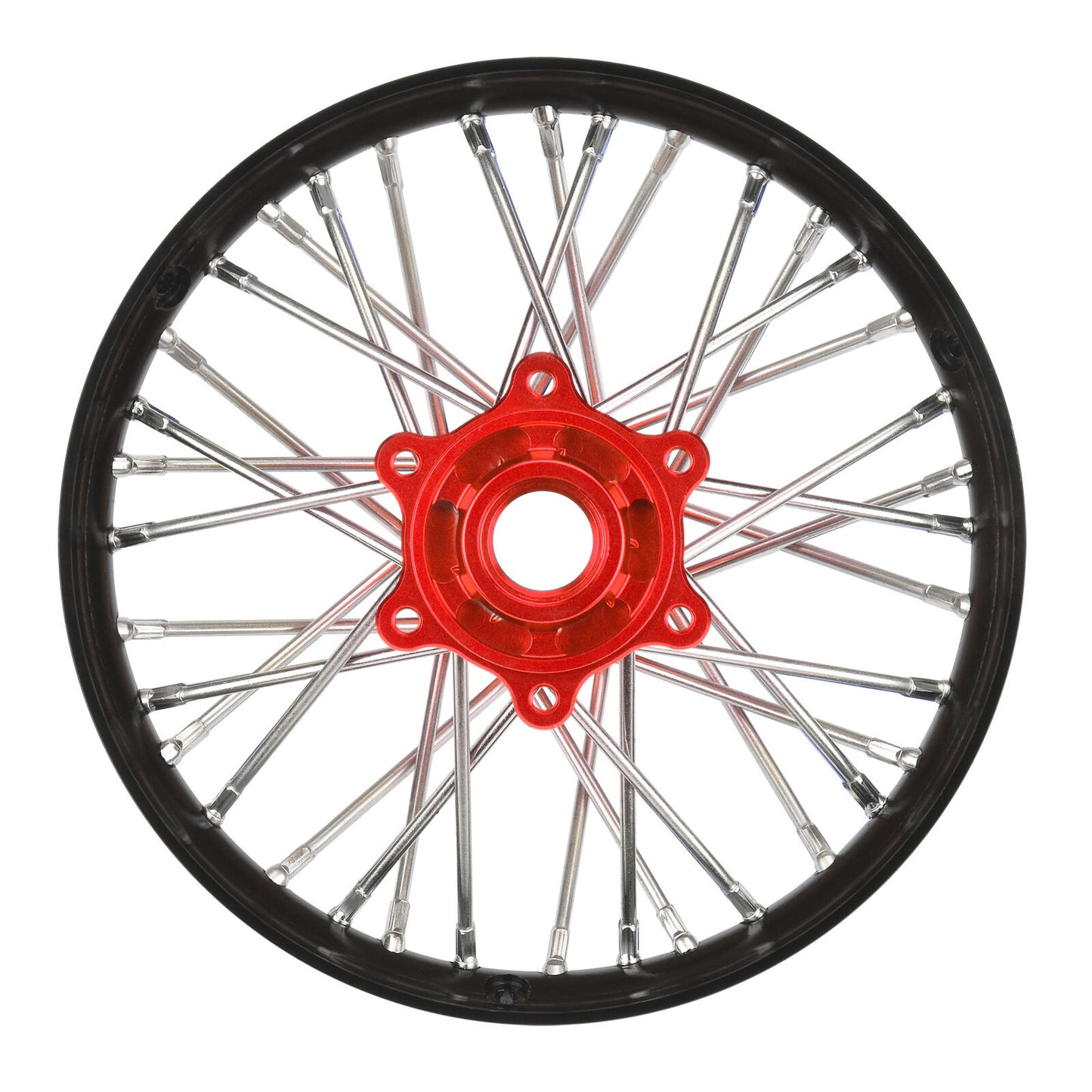 1/4 Pro-Spec Aluminum V2 Bead Rear Wheel, Assembled, Black/Red: Promoto-MX