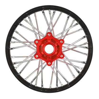 1/4 Pro-Spec Aluminum V2 Bead Rear Wheel, Assembled, Black/Red: Promoto-MX