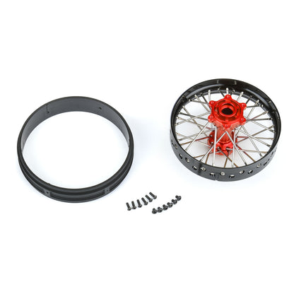 1/4 Pro-Spec Aluminum V2 Bead Rear Wheel, Assembled, Black/Red: Promoto-MX