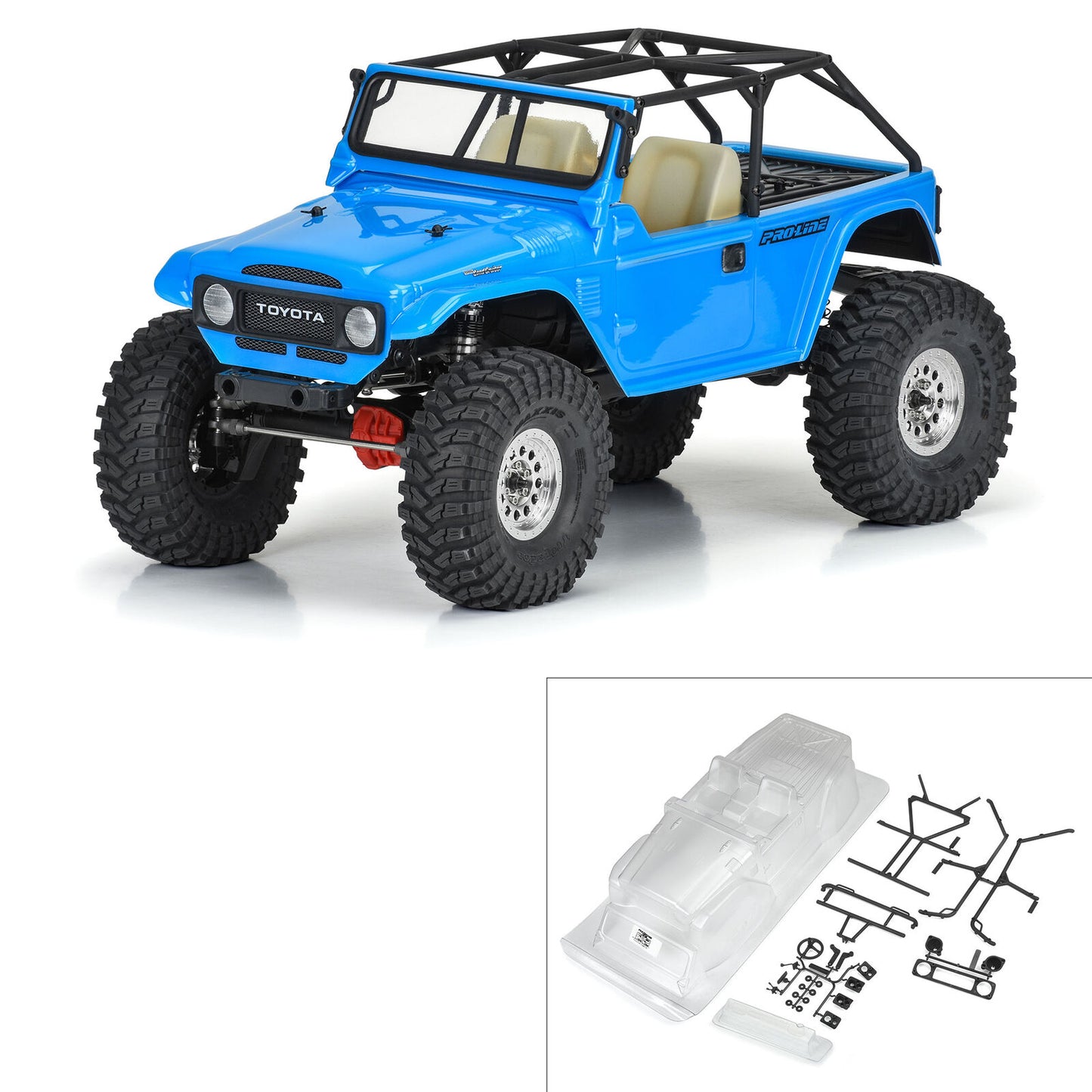 1979 Toyota Land Cruiser FJ40 Clear Body with Trail Cage & Scale Molded Accessories for 12.3"" (313m