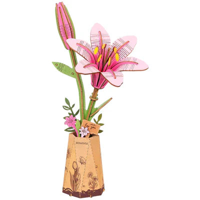 Pink Lily - Wood Bloom Craft 3D Wooden Puzzle