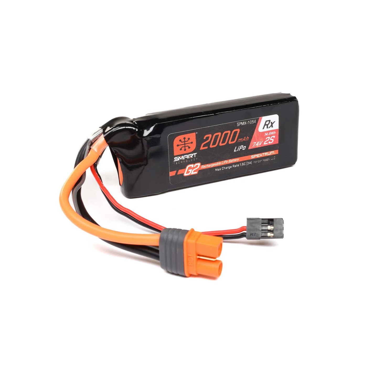 2 Cell 2000mAh 7.4V Smart G2 LiPo Rx Battery IC3