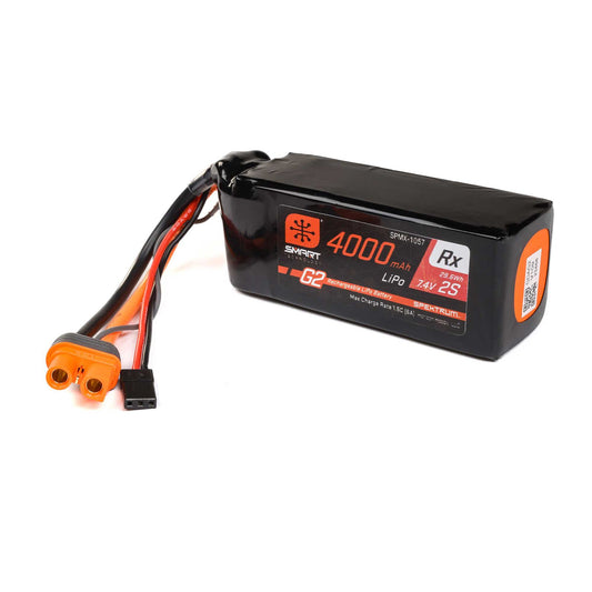 2 Cell 4000mAh 7.4V Smart G2 LiPo Rx Battery IC3