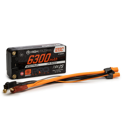 2 Cell 6300mAh 7.6V 120C Smart Pro Race HV LiPo: 5mm Tubes