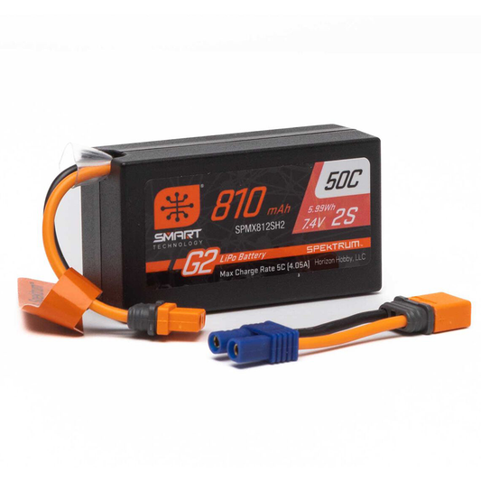 2 cell  810mAh 7.4V Smart G2 50C LiPo; IC2