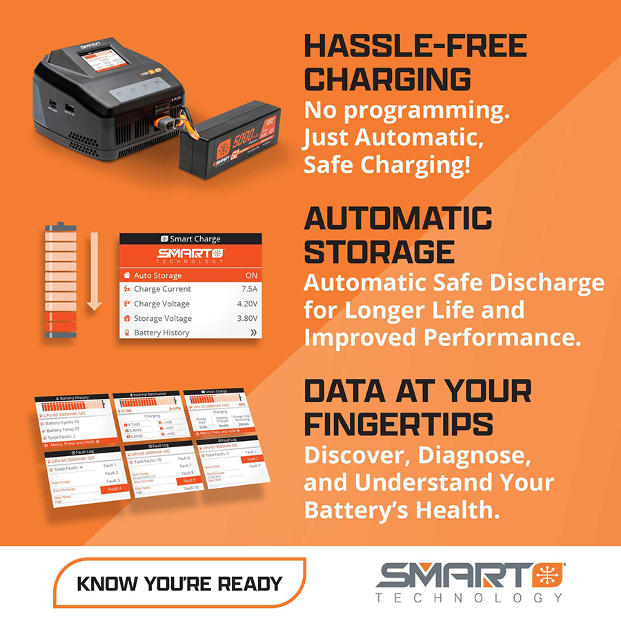 2 cell  810mAh 7.4V Smart G2 50C LiPo; IC2