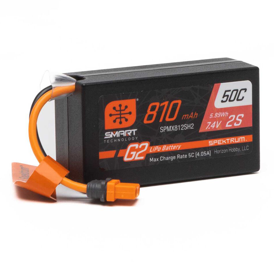 2 cell  810mAh 7.4V Smart G2 50C LiPo; IC2