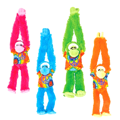 17" Hanging Ape Plush with Tie-Dye Shirt