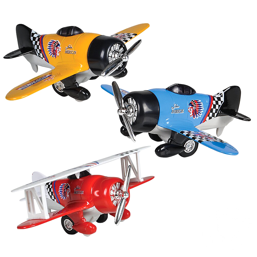 6.5" Die-Cast Pull Back Classic Airplane