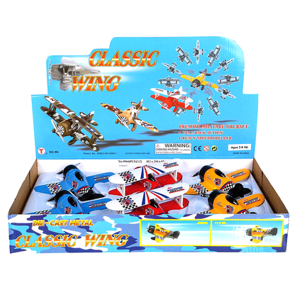 6.5" Die-Cast Pull Back Classic Airplane