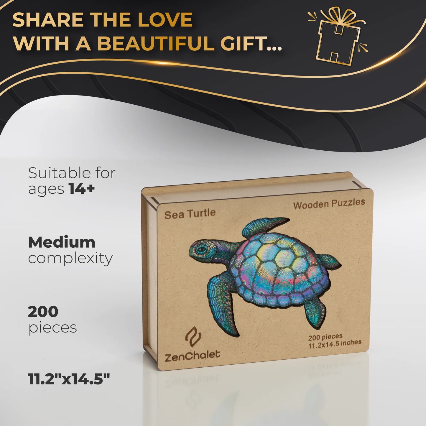 Sea Turtle Wooden Jigsaw Puzzle, 200 pcs