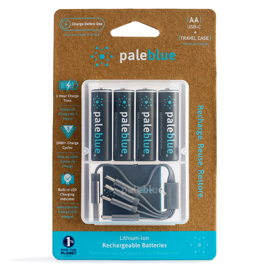 Pale Blue Lithium Ion Rechargeable AA Batteries 4pk