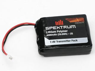 2 Cell 4000mAh 7.4v LiPo Tx Battery: DX8, DX9