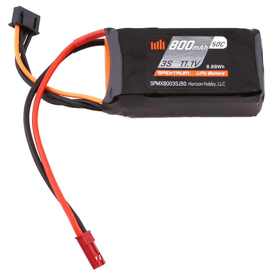 3 Cell 800mAh 11.1V 50C LiPo, 18AWG JST