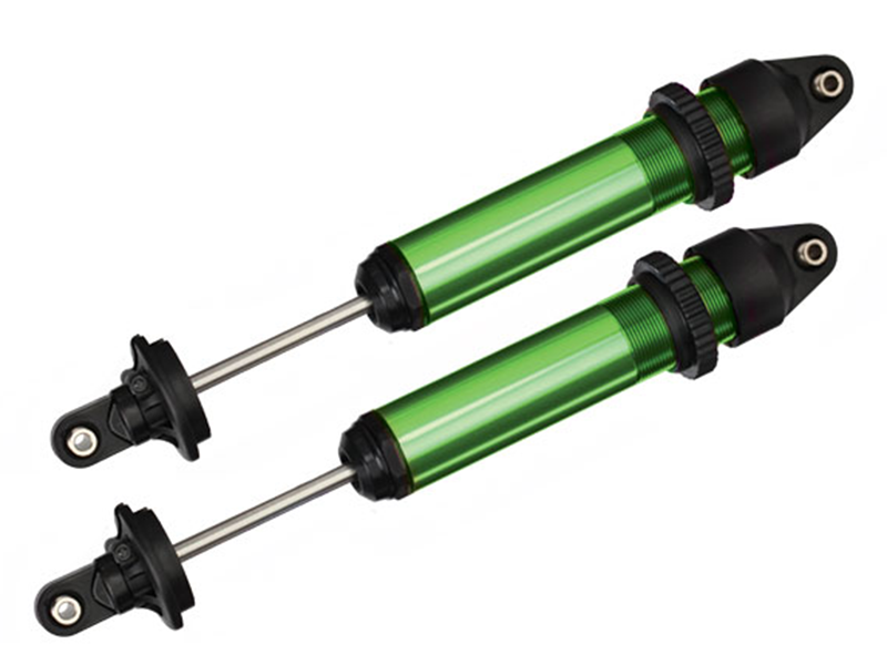 Shocks, GTX, aluminum (Greenanodized) (w/o springs)(2): 7761G