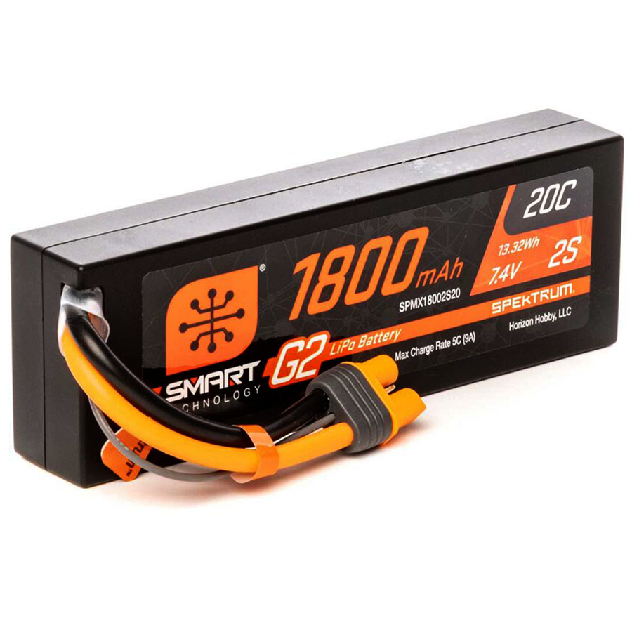 2 Cell 1800mAh 7.4V Smart G2 20C LiPo, Hardcase: IC3