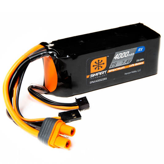 2 Cell 4000mAh 7.4V Smart G1 LiPo Receiver Battery: IC3