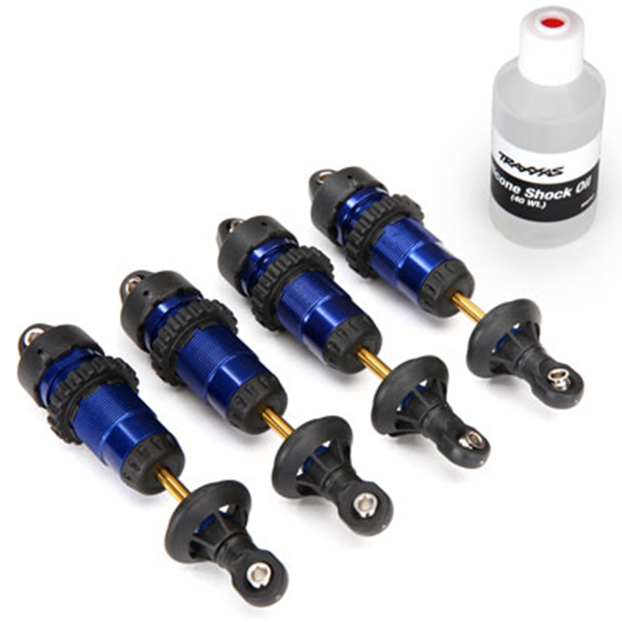 Shocks, GTR Aluminum, Blue w/o Springs (2): 5460A