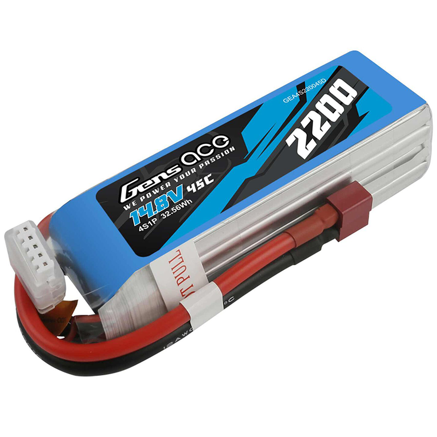 4 Cell 2200mAh 14.8V 45C Lipo Battery, Deans