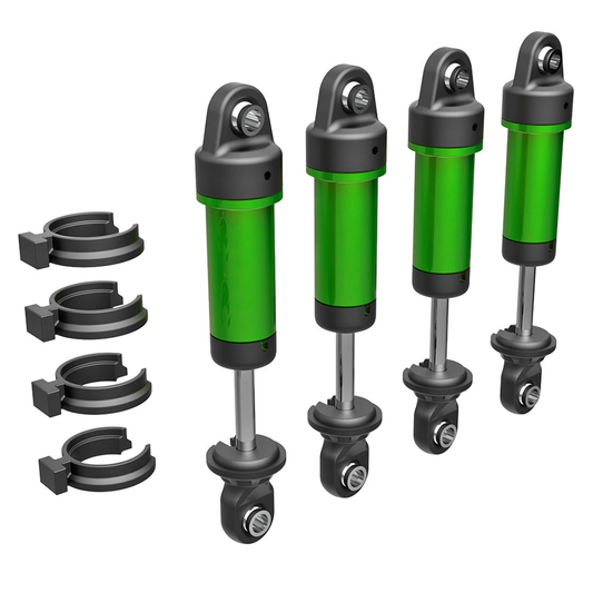 Shocks, GTM, Green, Assembled w/o Springs (4): 9764-Grn