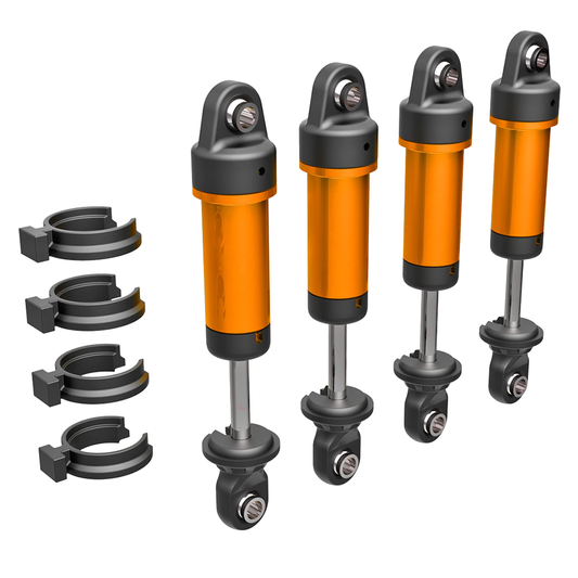 Shocks, GTM, Orange, Assembled w/o Springs (4): 9764-Orng