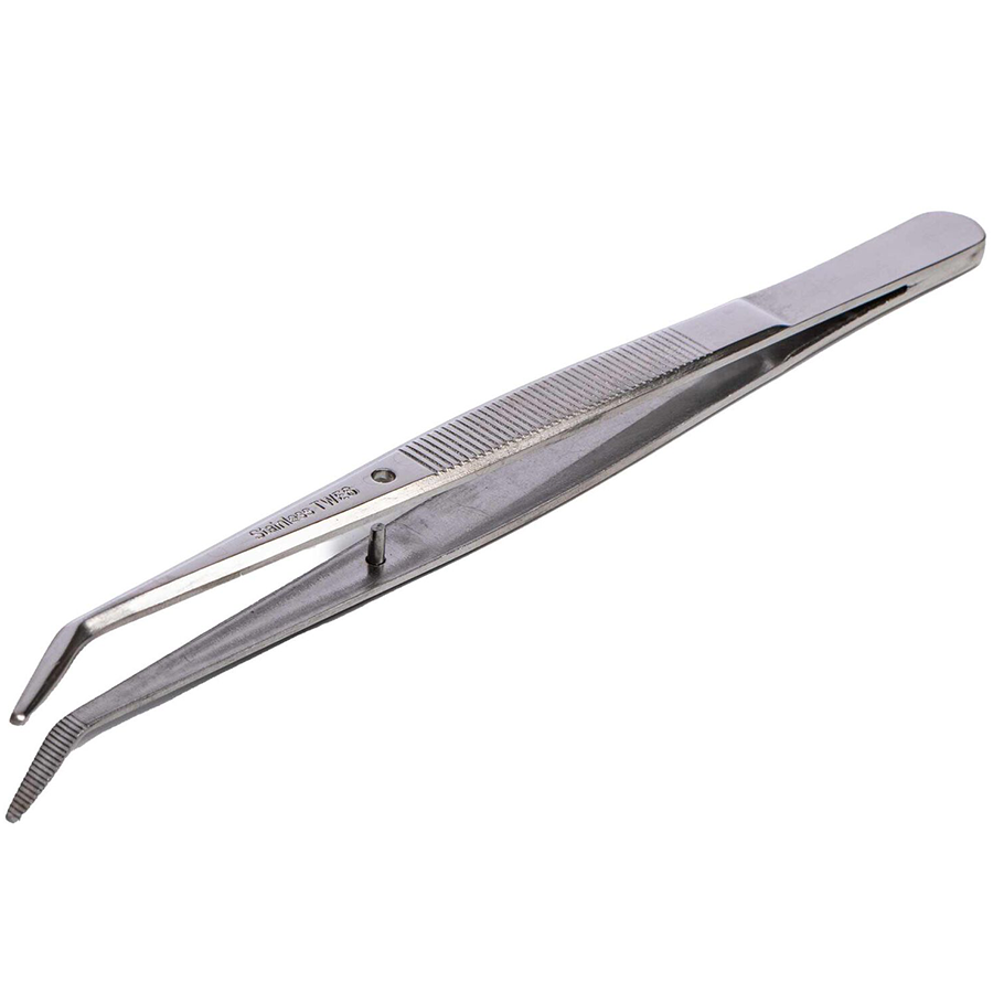 Tweezer, 6" Curved Fine Point Stainless Steel