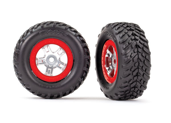 Chrome Wheel,RacingTire,Red Beadlock(2): 1/16 SLH